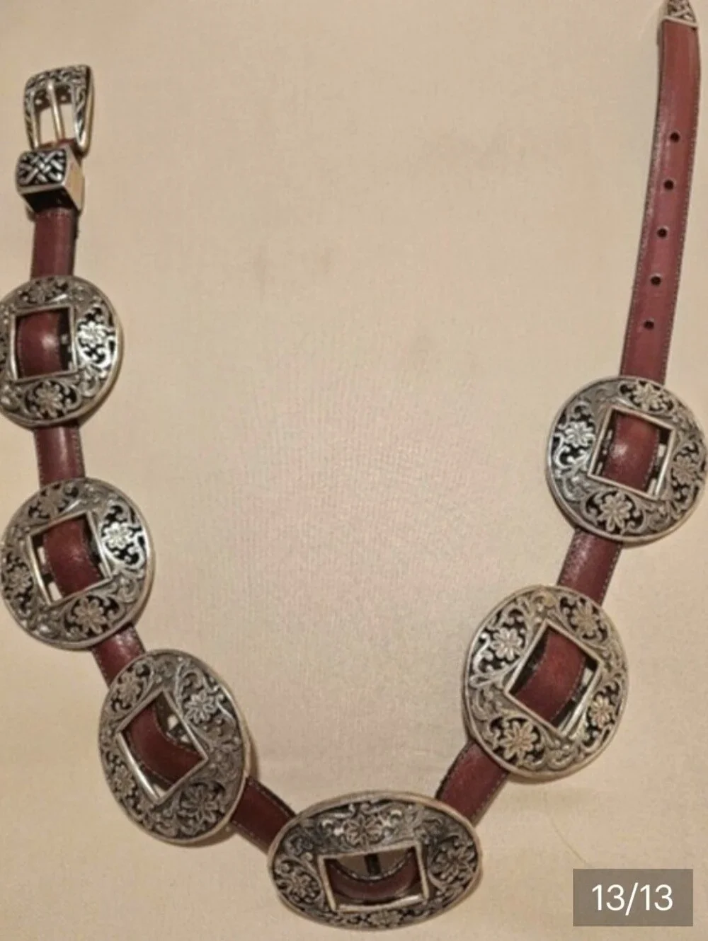 Rare Vintage Brighton Brown Leather Concho Belt – Size M 🤎 🔥 RARE VINTAGE FIND